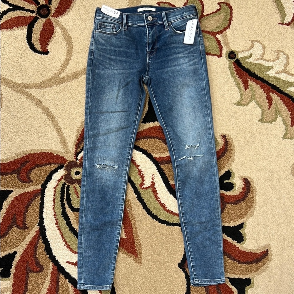 Pacsun Blue Skinny Ripped Jegging Jeans
